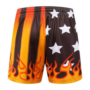 Pantalones Cortos de Baloncesto Negros y Naranjas para Hombre 2026 con Estampado de Llamas y Estrellas, Pantalones Deportivos Casuales de Malla para Correr, Diseño Sólido - Product Image 4