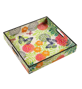 Meilleur design Accessoires de service de cuisine en bois de manguier avec émail imprimé Plateau de service alimentaire en gros de l'Inde - Product Image 5