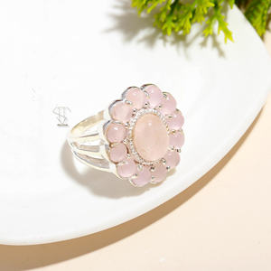 Bague en pierre précieuse de quartz rose naturel-pierre de protection-bague faite à la main-argent Sterling 925-bague de fête-forme ovale-bague en gros - Product Image 3