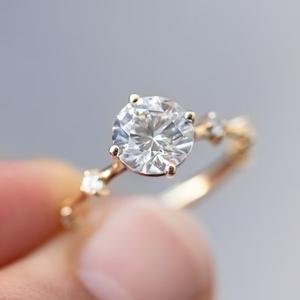 IGI Round Lab Grown Diamond Ring14K Gold Lab Créé Bague en diamant pour mariage et bague de fiançailles ou bande - Product Image 2