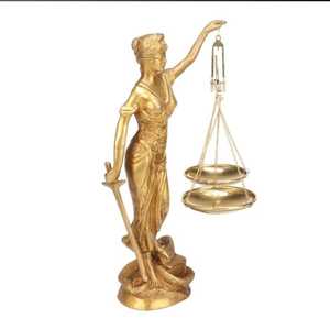 Laiton 12 pouces Justice Statue Sculptures Style traditionnel artisanat plié conception aveugle pour la décoration de la maison bureau exclusif - Product Image 3