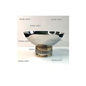 Bol décoratif en aluminium martelé avec base à perles, vaisselle de qualité supérieure, bol décoratif à vendre - Product Image 5