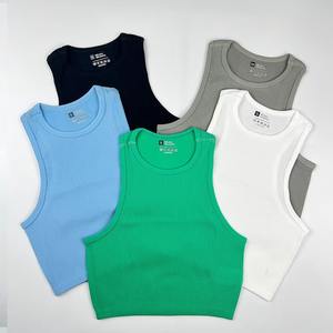 Wholesale Custom Logo Yoga Clothes <b>Women</b> Running Fitness Corp <b>Tops</b> <b>Vest</b> Sleeveless Elastic Rib-Knit Shirts <b>Women</b> Tank <b>Top</b> - Product Image 1