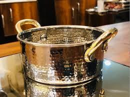 Calentador de platos de cazuela de oro martillado con llama moderna con acero inoxidable para eventos de Buffet, exhibición de mesa, presentación de comida elegante - Product Image 2