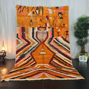 Tapis marocain Boujaad orange authentique fait à la main laine marocaine abstraite Vintage tapis berbère produits tendance 2025 en ligne - Product Image 4