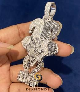 Colgante de plata de ley 925 con diamantes de moissanita en blanco y negro estilo Hip Hop para hombre, diseño de Joker/Clown de dibujos animados ICP Iced Out - Product Image 5