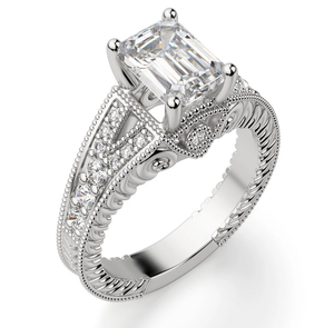 แหวนเพชรโมอิสสีเงินแบบวินเทจตัดจากอินเดีย - Product Image 2