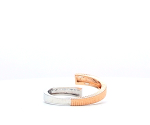 Unisex 14K <b>Open</b> <b>Ring</b> Contemporary Diamond Accent Band Adjustable Textured Rose Gold Natural White Gold Featuring Natural Diamond - Product Image 3