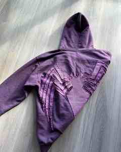 Venta al por mayor Oversize Distressed Vintage Full Face Hoodie con cremallera Custom Print Men's Hoodies y sudaderas - Product Image 4