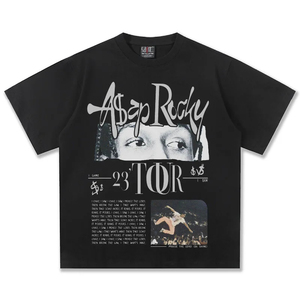 T-shirt ample à manches courtes, style streetwear uni, col rond, blanc pour homme, 100% coton, coupe dobby - Product Image 2
