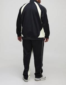 OEM Plus Size Lightweight Color Block Training Sweatsuit Quick Dry Polyester Zipper <b>Jacket</b> Custom Screen Printing Jogging Suit - Product Image 3