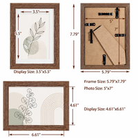 Bingkai Foto Kayu Gaya Rustic Oak Kreatif dengan Plexiglass untuk Pajangan Dinding dan Meja, Ukuran Bingkai Foto Kayu