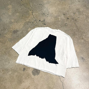 Streetwear imprimé personnalisé 300GSM recadrée t-shirt à manches longues pour hommes col rond en détresse coton éponge français t-shirt OEM - Product Image 2