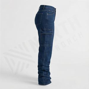 Jeans taille mi-haute, couleur personnalisée, pantalon en denim décontracté pour femmes, qualité d'exportation, pantalon respirant en coton, streetwear, bas de vêtements tendance - Product Image 3