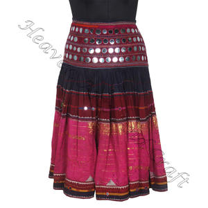 Jupe indienne à la mode pour femmes, en coton, faite à la main, Ghaghra brodée, vintage, Banjara, taille évasée - Product Image 2