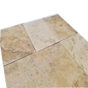 2023 Mix Rustic Travertine Natural Tiles French Pattern Sizes Tumbled Finishing Made in Turkey factory outdoor & indoor tiles