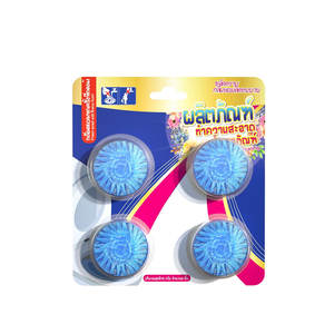Fuerte poder de limpieza Limpiador de inodoro de burbujas azules Desechable Forma sólida Suministro de 30 días de 4 piezas Hecho en Tailandia - Product Image 1