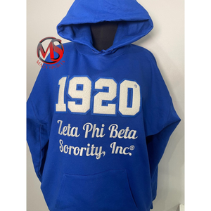Nouveau Design Pull À Capuche Zeta Phi Beta 100% Coton Chenille Broderie Manches Longues Bleu Royal Divine Nine Hoodies Pour Les Femmes - Product Image 1