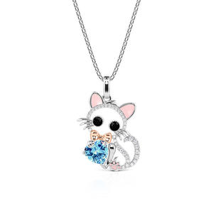 Collier personnalisé Jeulia Hug Me avec pendentif chat creux et cristal de pierre de naissance - Product Image 1