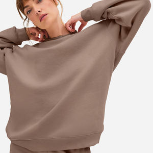 Custom Oversized Crewneck <b>Vintage</b> Women Sweatshirt Fleece Cotton Breathable With Rhinestone & Applique Plain Dyed For Adults - Product Image 4