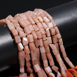 Natural Flashy Peach <b>Rainbow</b> Moonstone Faceted Rondelle Beads Strand Hand Faceted Loose Gemstone Beads for Jewelry - Product Image 1