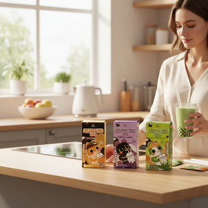 Kit DIY pour Bubble Tea, boîte de 240g, saveurs originales au sucre brun et au matcha, instantané, Madam Hong - Product Image 2