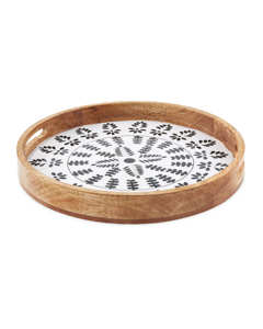 Plateaux de service en bois Meena de qualité supérieure et élégants pour vos tables à manger Plateau rond décoratif en bois - Product Image 1