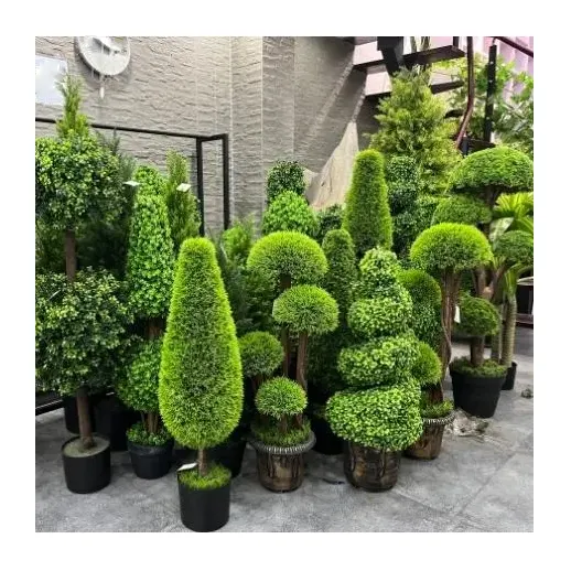 Ruopei 5ft bola rumput Bonsai imitasi Boxwood hijau tanaman Topiary buatan pohon untuk teras dalam ruangan dekorasi rumah