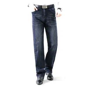 Jeans Denim Ramping untuk Pria, Celana Jeans Denim Ramping Kasual Warna Hitam untuk Pria
