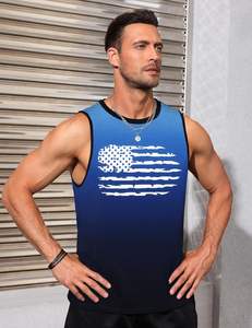 Débardeurs de fitness décontractés avec logo personnalisé pour hommes Tissage tricoté de musculation respirant avec motif imprimé Stringer - Product Image 2