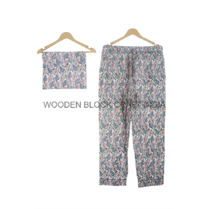 Ropa de Dormir para Adultos, Estampado a Mano, Transpirable, Elegante para Usar en Verano, 100% Algodón, Conjunto de Pijama Largo y Cómodo, Vestido Suave - Product Image 4