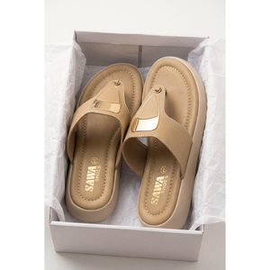 Sandales compensées CREAM Gold Toe-Post 417F - Product Image 3