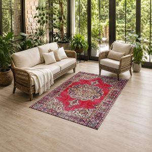 <b>RUGS</b> DEPOT LXDP-0035 Wholesale Red <b>Burgundy</b> Traditional Anatolian Digital Printed Machine Washable Chenille Area <b>Rug</b> Non Slip - Product Image 6