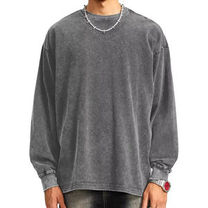 Nouveau sweat-shirt pour homme en polyester/coton à col rond, personnalisé, uni, délavé à l'acide, anti-rétrécissement, respirant, écologique - Product Image 5