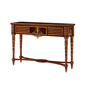 Mesa Consola Neoclásica de Lujo con Incrustaciones y Detalles en Bronce Dorado - Product Image 2