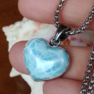 Collar con colgante de Larimar natural-Colgante hecho a mano de piedras preciosas dominicanas de plata esterlina sólida 925 - Product Image 4