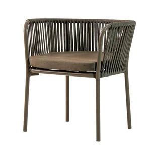 Chaise de salle à manger nordique élégante avec corde tissée et cadre en aluminium et coussin anti-soleil pour les expériences de salle à manger modernes - Product Image 5