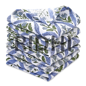 Ridhi Light Steel Blue Floral Waffle Cotton Dish Cloth <b>Hand</b> Block Printed Quick-Dry Eco-Friendly Dish <b>Towel</b> Home Hotel <b>Kitchen</b> - Product Image 1