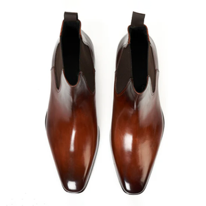 Giày Chelsea nam da thật màu nâu mùa thu đông, đế bằng, thoải mái, bán buôn - Product Image 3