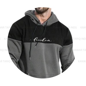 Poids lourd 100% coton hommes polaire à capuche personnalisé fermeture éclair pull éponge goutte épaule plaine fermeture éclair hiver mystère solide - Product Image 2