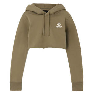 Sudadera CON CAPUCHA DE Jersey de algodón bordado recortado para niña, sudaderas con capucha para correr de cuello redondo, sudadera recortada para mujer - Product Image 2