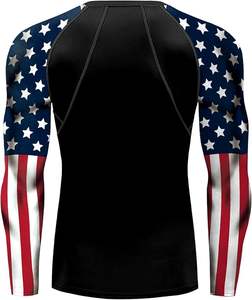Rashguard de compression unisexe à manches longues, séchage rapide, en polyester/spandex, imprimé par transfert thermique du drapeau américain personnalisé - Product Image 3