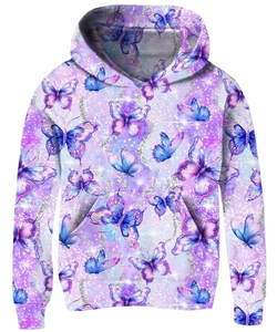 เสื้อมีฮู้ดสวมหัวแขนยาวพิมพ์ลายผีเสื้อสำหรับผู้ชายผู้หญิงลำลองโชว์ไหล่ผ้าใบขนาดใหญ่ดีไซน์ยูนิเซ็กซ์ - Product Image 2