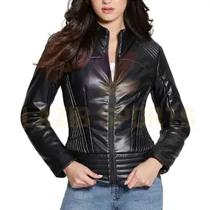 wholesale best supplier custom OEM design women sheep leather jacket custom size sheep leather jacket for women