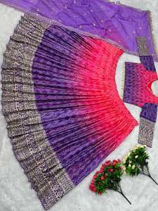 Último diseñador Heavy Chinon Seda Bordado Secuencia Trabajo Lehenga Choli Por Fab Zone - Product Image 2