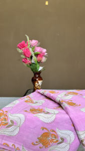 <b>Pink</b> Floral Handblock Print Cotton <b>Fabric</b>: Apparel & Decor, <b>Fabric</b> By Yard - Product Image 4