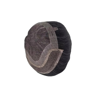 Peluca de Cabello Humano con Encaje Frontal Mono, Cabello Chino Virgen Remy, Parches de Cabello, Lacio Rizado, Ondulado Profundo, 1b+gris - Product Image 6