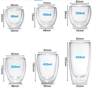 Tazza da <span class=keywords><strong>Caffè</strong></span> in <span class=keywords><strong>Vetro</strong></span> Borosilicato a <span class=keywords><strong>Doppio</strong></span> Strato Resistente al Calore 250/350/450ml Fornitura di Fabbrica - Product Image 4