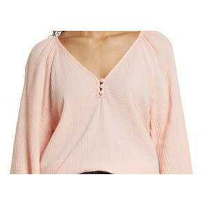 Top in Seersucker Rosa Chintz con Maniche Raglan Piccole, Stile Vintage Y2K, Vestibilità Ampia, in Lino Traspirante, Taglie XS-XL, per Outwear Autunnale - Product Image 2