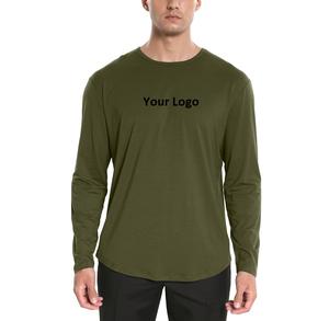 Camiseta de bambú ultrasuave para hombre a la moda, camiseta ligera de manga larga refrescante con dobladillo curvo disponible en fábrica - Product Image 1